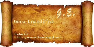 Gere Enciána névjegykártya
